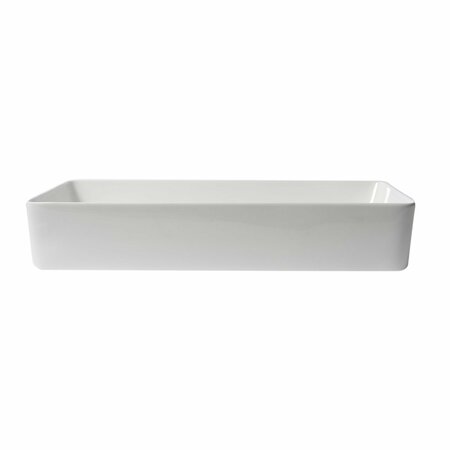 Alfi Brand ALFI brand ABC902-W White 24" Modern Rectangular Above Mount Ceramic Sink ABC902-W